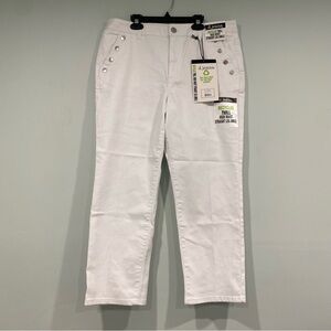 D. Jeans Women's White Twill High Waist Straight Leg Ankle Denim Size 14
